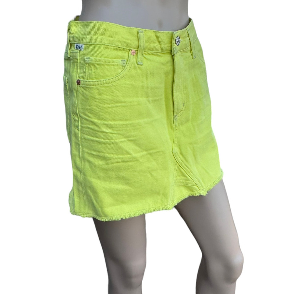 Citizens of Humanity Blaze Yellow Denim Mini Skirt 27 Cut Off Jerome Dahan NWT